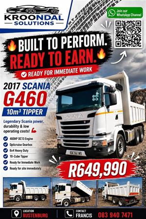 2017 Scania G460 10 cube tipper