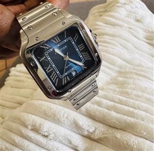 CARTIER Stainless Steel Santos de Cartier Large Automatic Blue CRWSSA0030