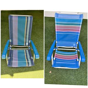 2 different 7- Level Recliner Adjustable Beach Chairs that fold up .