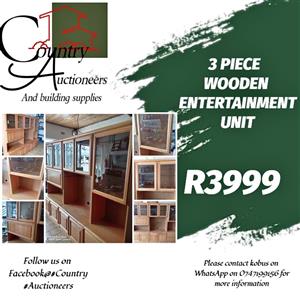 3 PIECE WOODEN ENTERTAINMENT UNIT