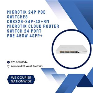 MIKROTIK 24P POE SWITCHES CRS328-24P- 4S+RM. MIKROTIK CLOUD ROUTER SWITCH 24 PORT POE 450W 4SFP+