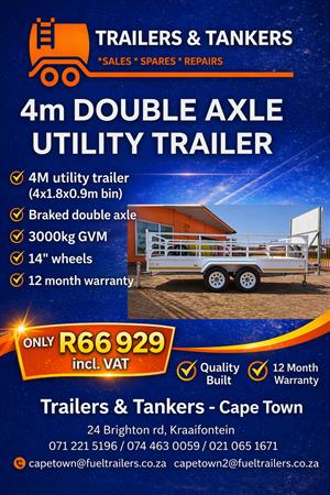 4m Double Axle Utility Trailer