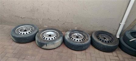 Mercedes Steelies With Commercial Tires Good Condition 