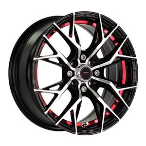 15″ A-Line Dazzle 4/100 & 4/108 Black Machine Face with Red Undercut Alloy Wheels