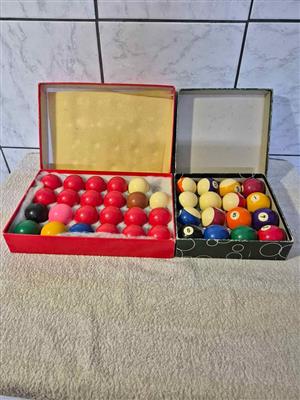 Full set of billiard balls, and pool balls