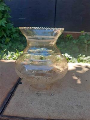 Vintage amber glass hurricane lamp shade, 19th or early 20th century.  