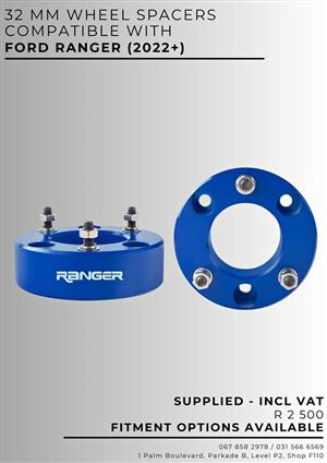 32 mm Wheel Spacers compatible with Ford Ranger (2022+) - Supplied