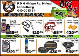 Mid Month Savings now on at Mhluzi Spares!  