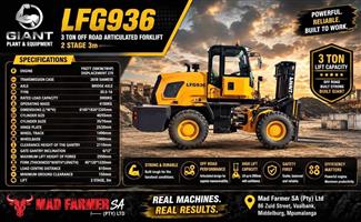 New Giant LFG936 Articulated rough terrain forklifts for sale at Mad Farmer SA