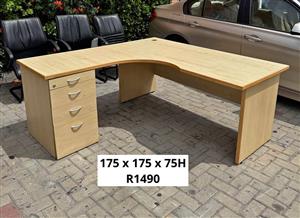OFFICE LSHAPE DESK WITH DRAWERS