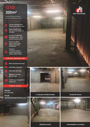 G10 – 200m² Secure Storage Space To Let