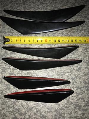 Gloss black plastic bumper canards
