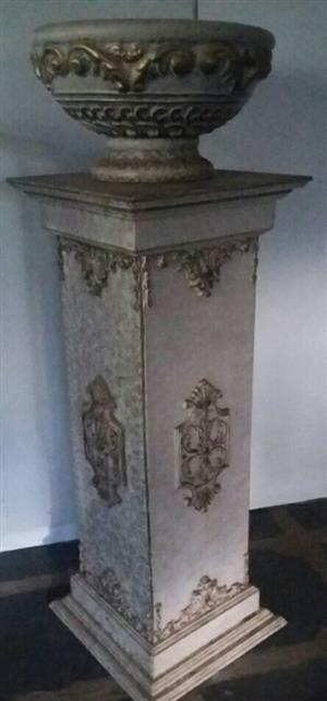 Decorated pillar and pot