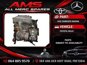 USED TOYOTA 1KD COMPLETE ENGINE – DIESEL TURBO POWER