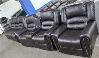 3 PIECE LEATHERET RECLINER LOUNGE SUITE S064783A
