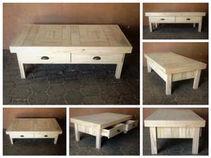 Coffee table Farmhouse series 1400 with drawers Raw