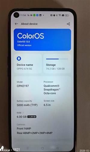 OPPO A74   6GB RAM/128GB storage