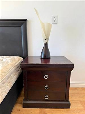 2 x Wooden Mahogany side pedestals with 3 Drawers. . Seapoint
