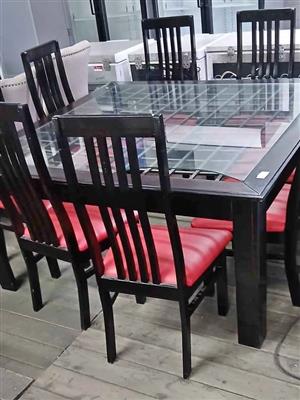 Red and black 9 piece dining suite