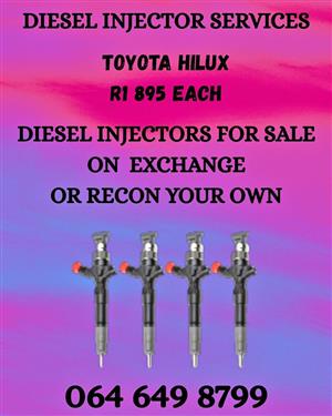 TOYOTA HILUX DIESEL INJECTORS FOR SALE ON EXCHANGE OR RECON YOUR OWN