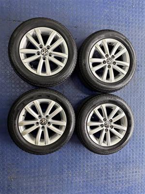 14INCH ORIGINAL VW POLO VIVO RIMS AND TYRES FOR SALE (PREOWNED)