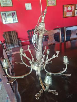 5 -Arm Vintage Casted Brass Chandelier