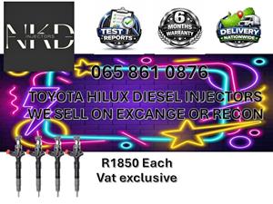 TOYOTA HILUX DIESEL INJECTORS - FOR SALE ON EXCHANGE OR RECON OR NEW BLOEMHOF