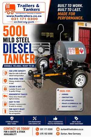 DIESEL TANKER MILD STEEL WITH 500L TANK CAPACITY