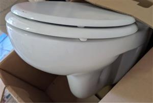 2 x Geberit Wall-Hung Toilet Pans with Seats