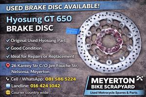 Hyosung GT 650 brake disc. Meyerton bike scrapyard new & secondhand spares. Andre