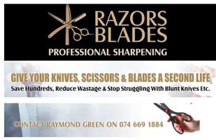Sharpening of knives, scissors, garden shears etc