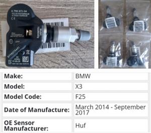 X3 BMW tyre pressure monitor sensors TPMS and valves 