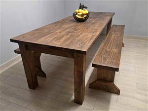 8-Seater Imbuia-Stained Wooden Dining Table