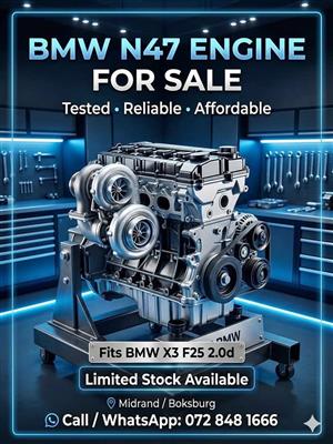  BMW X3 F25 N47 ENGINE AUTO – RUNNING ENGINE FOR SALE