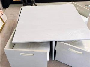 Kids Solid wood table includes cushions . Brilliant workspace for a kiddies school or home