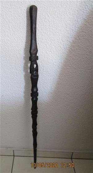Hand Carved African Walking Stick - Solid Wood - 93cm