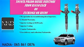 TOYOTA PRADO DIESEL INJETORS ON EXCHANGE OR RECON