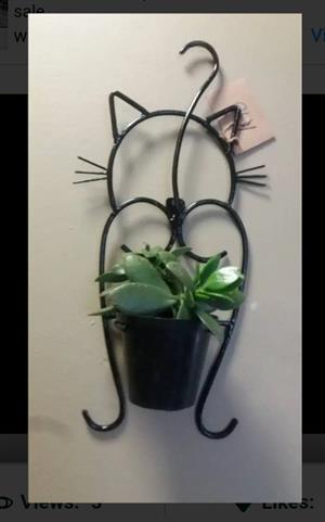Cat wall mounted pot plantvholders 