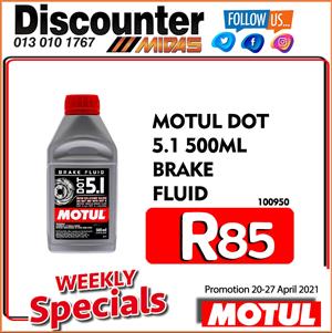 Motul Dot 5.1 500ML Brake Fluid ONLY R85 at Discounter Midas!
