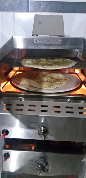 Stainless steel Gas Double Pizza Oven - with stainless steel spade and cutter