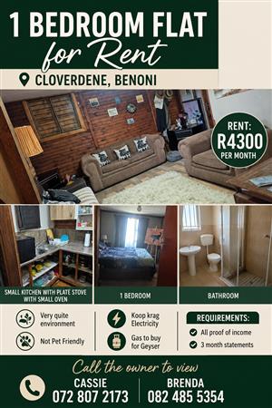 2 x 1 Bedroom Flats Benoni