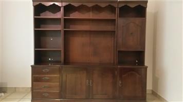 Wall unit. 3 sections with minibar and drawers.