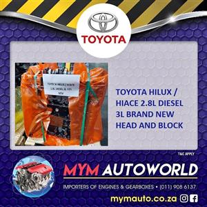 TOYOTA HILUX / HIACE 2.8L DIESEL 3L BRAND NEW HEAD AND BLOCK