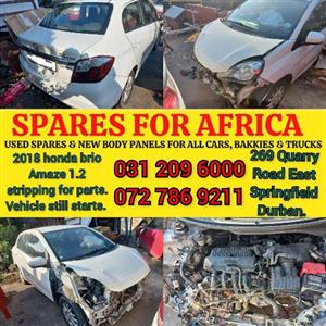 2018 Honda Brio Amaze 1.2 L12B stripping for parts @ SPARES FOR AFRICA. 