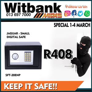 Jaguar - Small Digital Safe ONLY R408 at Midas Witbank!