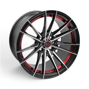 15″ G-5069 Life 4×100 & 4×114 Black Machine Face with Red Undercut Alloy Wheels