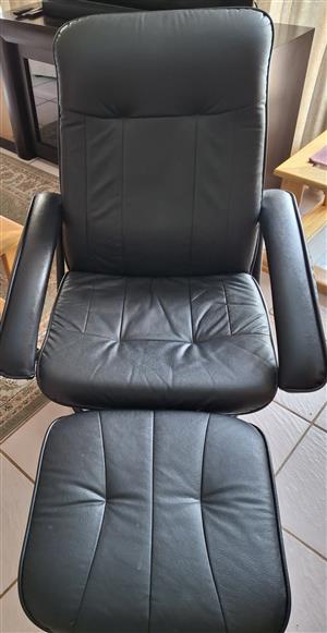 Leather swivel recliner with matching footstool