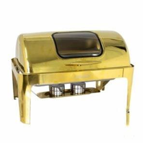 Chafing Dish Gold Rectangular Window-Rolltop