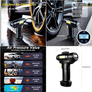 Cordless Air Compressor Specifically, a handheld tire inflator pump available on order only