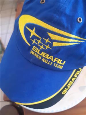 SUBARU Vintage World Rally Team TAGGED Logo Blue Racing Cap.